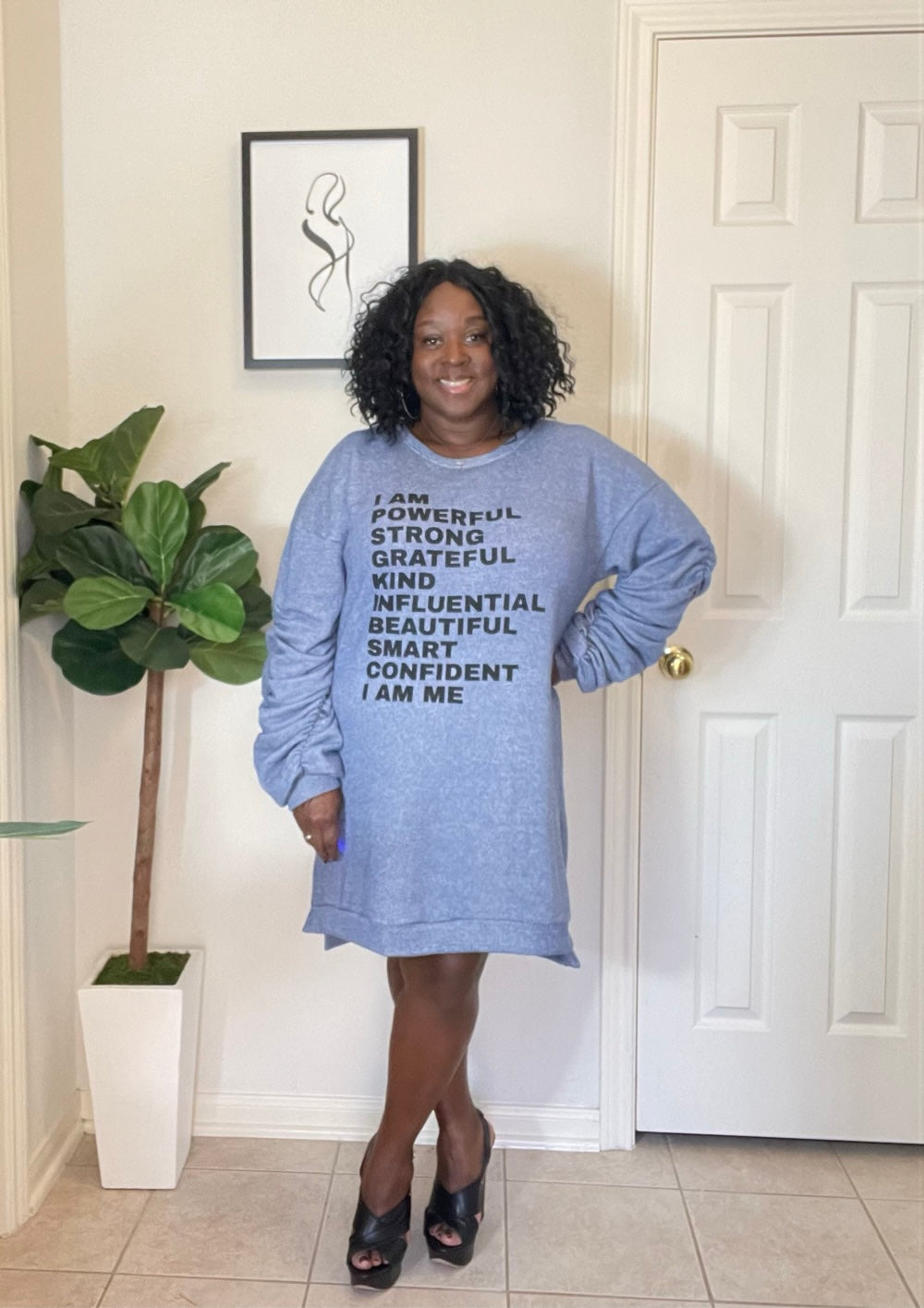 The I AM Sweatshirt- Denim Blue | Plus Size Dress