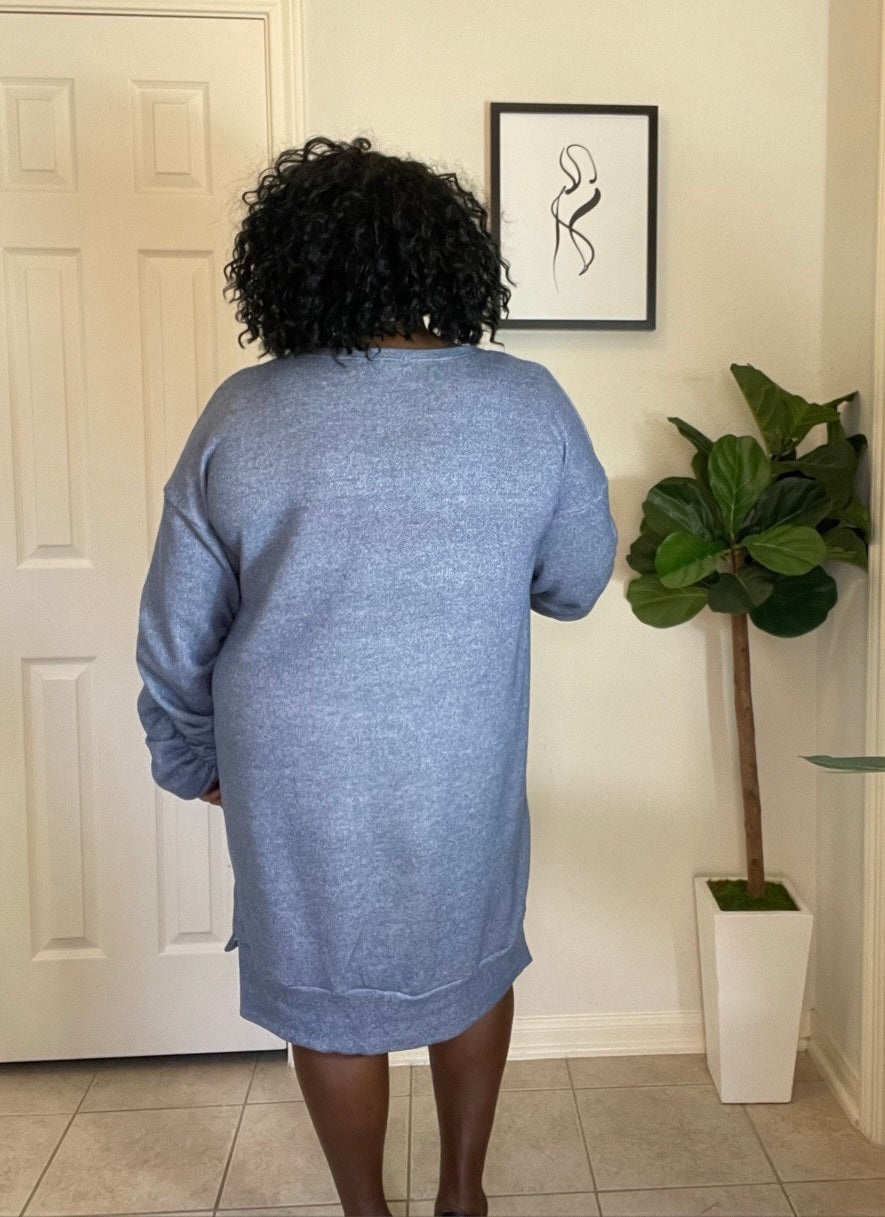 The I AM Sweatshirt- Denim Blue | Plus Size Dress