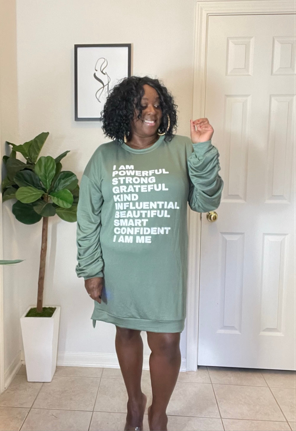 The I AM Sweatshirt- Sage | Plus Size Dress