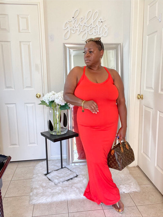 The Feel Good Racer Back | Tangerine Plus Size Maxi Dress